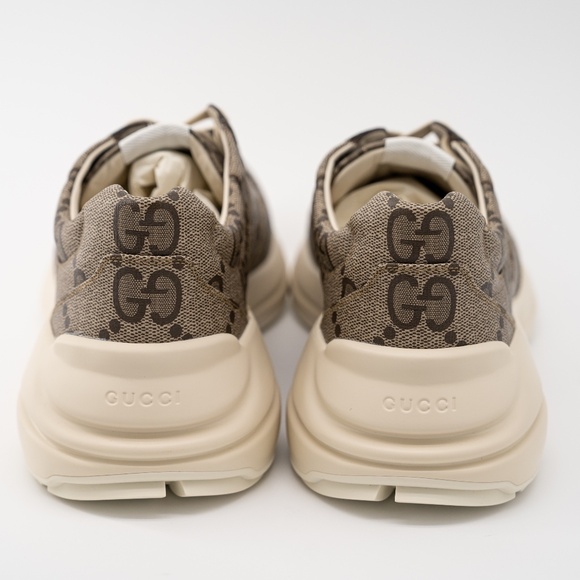 Size 15.5G - Gucci 100 Rhyton Sneaker Beige Monogram Macro GG Canvas - Picture 3 of 13